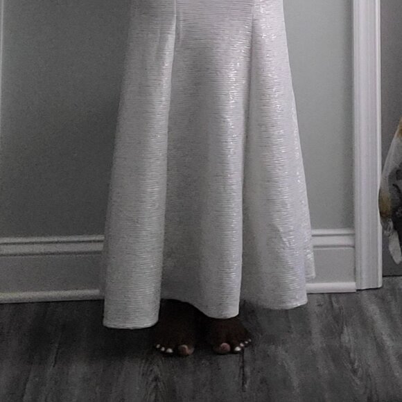 White and Gold Fishtail Formal Gown - Picture 6 of 7